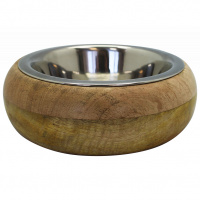 Уют Миска металлическая 0,8л; D=16см в деревянной подставке (1х8шт/кор)