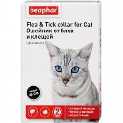 Беафар ош. д/кош "Flea & Tick collar" 35см черный