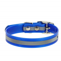 Ошейник из биотана со светоотр.полос.25мм, обх.ш.39-51см синий.