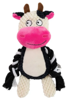 №1 Игрушка д/собак Буренка бело-черная,с пищалкой,с канатиком,текстиль,24х10х6см,1х108шт