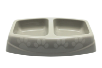 №1 Favorite Миска пластиковая двойная малая,23,5х15х5см,2*200мл,серая,1*40
