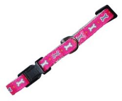 УЮТ Ошейник 1.0х20-31 см рисунок "косточки", двойная тесьма цвета разные 1х12шт