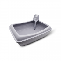 №1 Favorite Туалет для кошек "Атонго" глубокий, с бортиком,с совком,49х37,5х15см, серый, 1*10