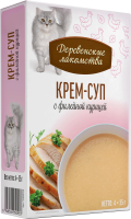 Деревенские лакомства крем-суп с филейной курицей д/кошек 4 шт по 35г*20