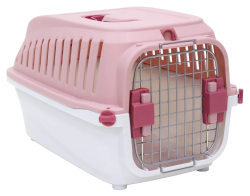 №1 Переноска пластиковая с замком, 60*38*36,5 до 10кг, розовая, 1*9шт