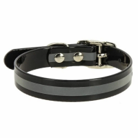 Ошейник из биотана со светоотр.полос.25мм, обх.ш.39-51см чёрный.