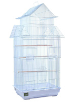 №1 Клетка для птиц, 47*36*100, высокая, три домика, укомплектованная, белая, 1*4