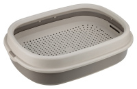 Лоток для кошек ЛЯ-МУРР 480х355x130мм с сеткой и низким бортом капучино