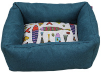 УЮТ Лежанка "Рыбки" бирюзовая 50*40*17см, меб.ткань/холофайбер, съемная подушка на молнии