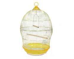№1 Клетка для птиц, 48,5*48,5*76, золотая, круглая, укомплектованная, 1*4шт