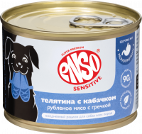 ENSO SENSITIVE консерва ж/б д/собак всех пород чув.пищ.низкожировой Телятина гречка кабачок 190гр*12