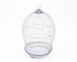 №1 Клетка для птиц, 48,5*48,5*76, серебряная, круглая, укомплектованная. 1*4шт