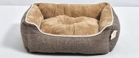 №1 Лежанка для домашних животных 44x34x15см (1*14шт) лен/плюш 9237-5E