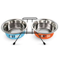 Миска металлическая на подставке "Water&Food", 2*0,4л  Triol