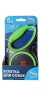 Уют Рулетка-поводок/ремень д/собак 5м зеленая, до 45кг, 1*48шт