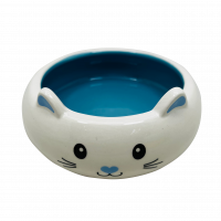 №1 Миска керамическая, бело-голубая, в форме кошечки 13x13x5,5см, 260мл, 1*48шт