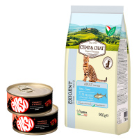 Chat&Chat Adult EXIGENT tuna сух тунец д/кошек 900г+2шт ENSO говядина/клюква 100г