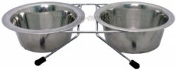 Уют Подставка с мисками 2х0,35л металлическими (1x12 шт, 48 шт/кор)