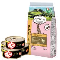 Chat&Chat Kitten GREAT GROWTH chicken сух цыпленок д/котят 2кг+4шт ENSO курица/броколли 100гр