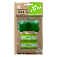 N1 NATUReL BiOразлагаемые пакеты для выгула 1*20 (40 пакетов+ контейнер)