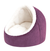 УЮТ Лежанка "Лукошко" фиолетовая h35см*48см, велюр,иск.мех/холофайбер, съемная подушка