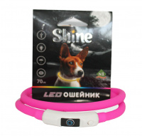 №1 Ошейник Лэд USB Силиконовый 1*70см розовый, 1х144шт