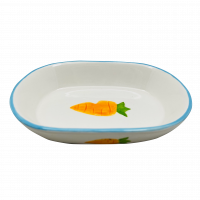 №1 Миска керамическая, белая, овальная с голубой каемочкой 13x9x3,7см, 100мл, 1*72шт
