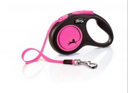 Флекси Новый Неон S 5м 15кг розовая Рулетка-ремень 1*12шт