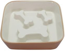 №1 Миска керамическая "косточки" прямоугольная,бежевая,16*16*4,5см,410мл,1*36шт