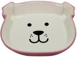 №1 Миска керамическая "мордочка собачки" прямоугольная, розовая, 15,5*13*3,5см, 280мл, 1*48шт