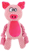 №1 Игрушка д/собак Поросенок розовый,с пищалкой,с канатиком,текстиль,24х10х6см,1х108шт
