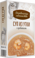 Деревенские лакомства суп из утки с креветкой д/кошек 4 шт по 35г*20