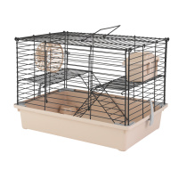 №1 Клетка д/грызунов 38х27х27см Бежевая, с 2 этажами, в комлекте домик, миска, колесо (1шт*1уп)