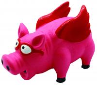 №1 Свинка с крыльями красная хрюкающая, латекс, 16см, Игрушка для собак,1*72шт