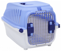 №1 Переноска пластиковая с замком, 46*30,5*28,3 до 5кг, голубая, 1*9