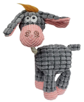 №1 Игрушка для собак Осел с пищалкой, серо-розовый, текстиль, 29Х13х8см, 1*80