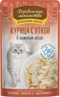 Деревенские лакомства пауч. д/кошек Курица с уткой в нежном желе, 70г