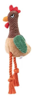 №1 Игрушка для собак Петух коричневый с пищалкой, с канатиком, текстиль, 23х14х9см,1*90
