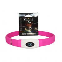 №1 Ошейник Лэд USB Силиконовый 2,5*65см розовый, 1х64шт