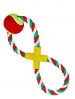 №1 Грейфер восьмерка с теннисным мячом, зелено-красно-белый 30 см, 1*48 шт