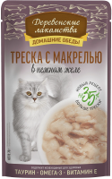 Деревенские лакомства пауч. д/кошек Треска с макрелью в нежном желе, 70г