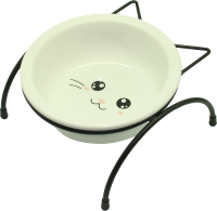 №1 Подставка 15,5*15*7см с керамической миской 14х5см, 400мл, 1*24шт