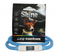 №1 Ошейник Лэд USB Силиконовый 1*70см голубой, 1х144шт
