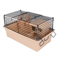 №1 Клетка для хомяка, в комплекте домик, колесо, миска, 28х17х 18см, бежевая упак (1шт)т