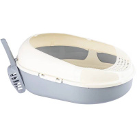 Комплект для кошек лоток с сеткой и совком Cosmo (серый)51.9х37.8х21.3 см