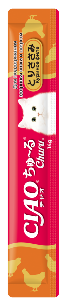 INABA ЧАО ЧУРУ пюре д/кошек куриное филе для здоровья кожи и шерсти (14гр.*4) 4RU115