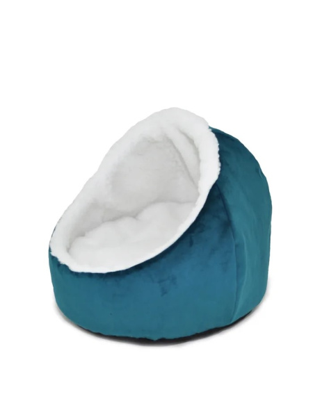 УЮТ Лежанка "Лукошко" зеленая h35см*48см, велюр,иск.мех/холофайбер, съемная подушка/ЛМ35