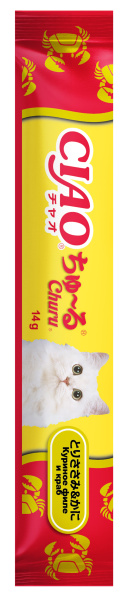 INABA ЧАО ЧУРУ пюре д/кошек куриное филе и краб (14гр.*4) 4RU104