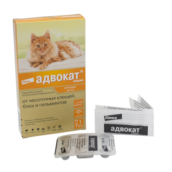 Адвокат 1 пип для кошек до 4 кг