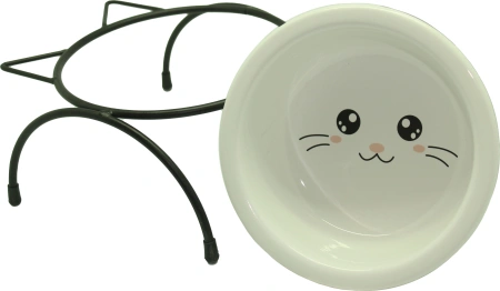 №1 Подставка 15,5*15*7см с керамической миской 14х5см, 400мл, 1*24шт